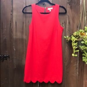 Red, scallop-hem tank shift dress